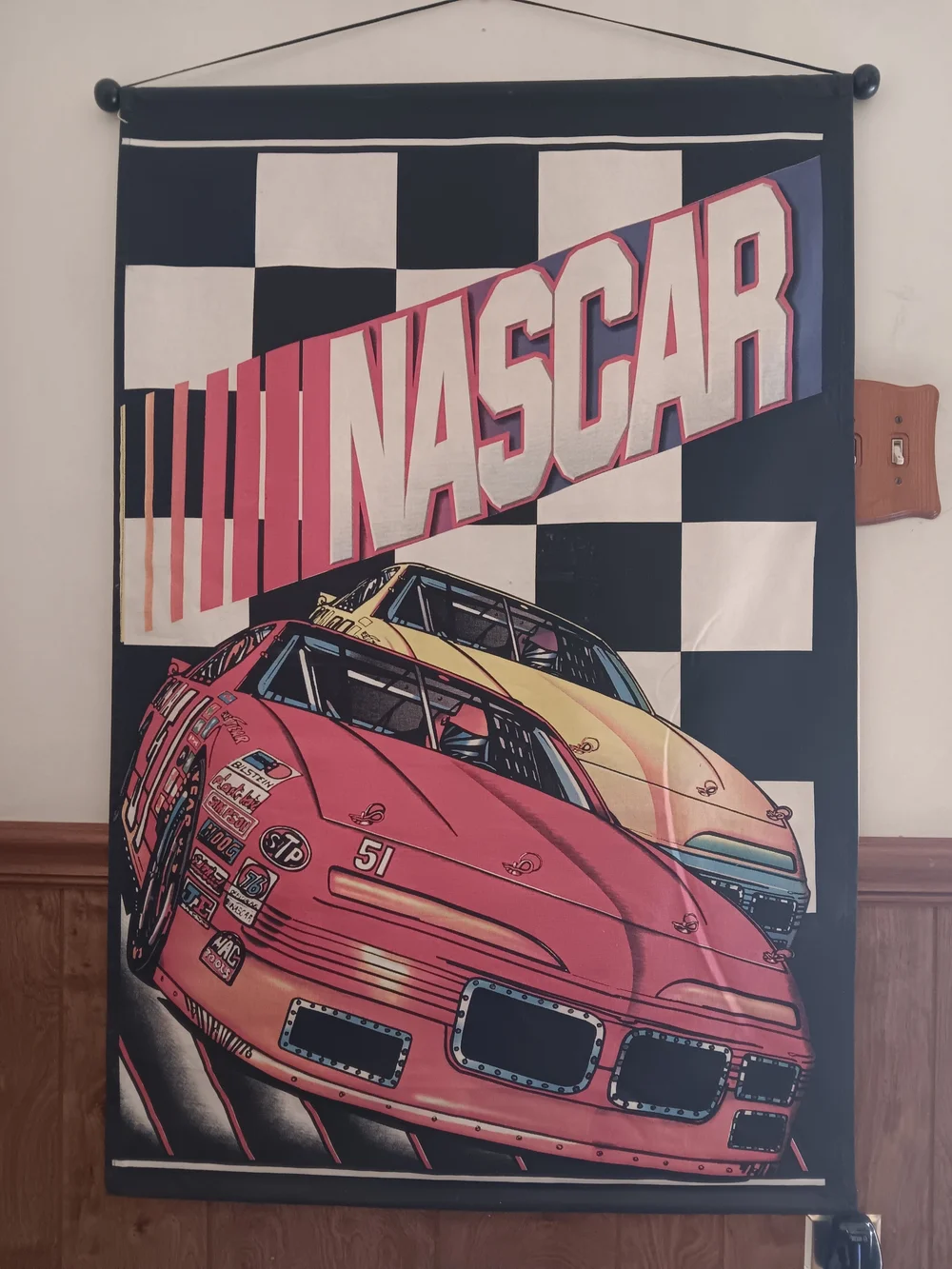 Nascar Racing Banner with Checkered Motif